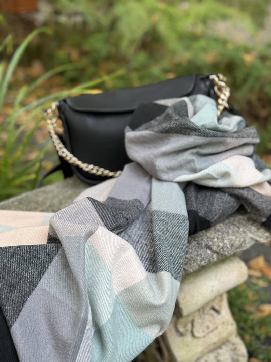 Mia -Check wool blend Scarf