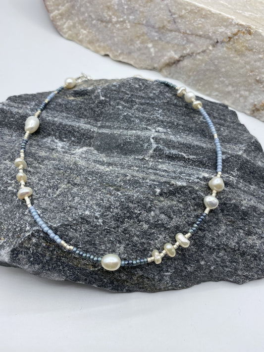 Lennox Handmade Baby Blue Pearl Necklace