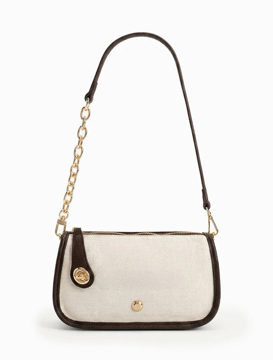 Stacey White/Chocolate Crossbody Bag