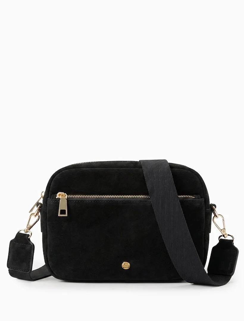 London Black Suedette Crossbody Bag