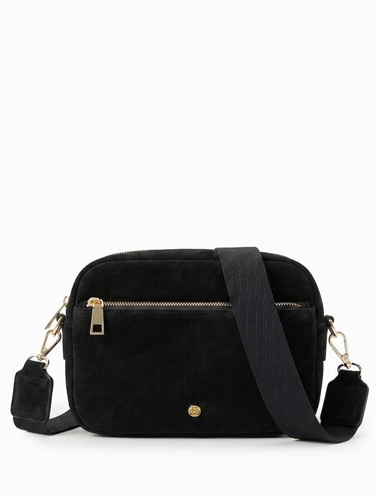 London Black Suedette Crossbody Bag