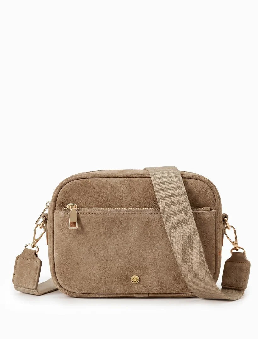 London Tan Suedette Crossbody Bag